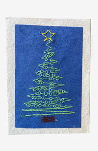 Handcrafted Lokta Paper Card w/ Embroidery, Holiday Designs
