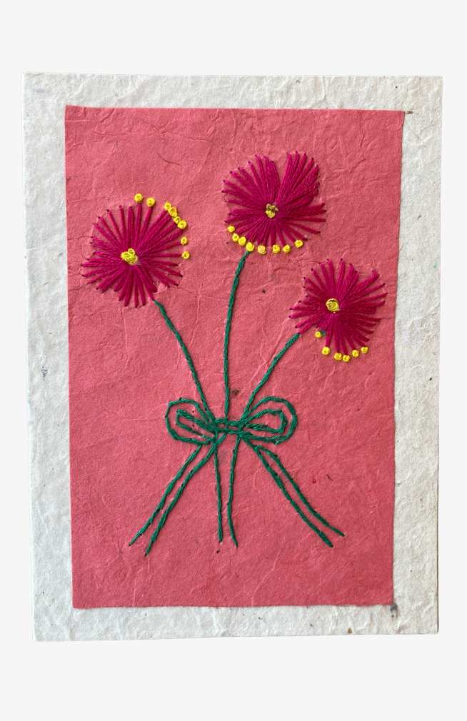 hand embroidered greeting card fair trade nepal
