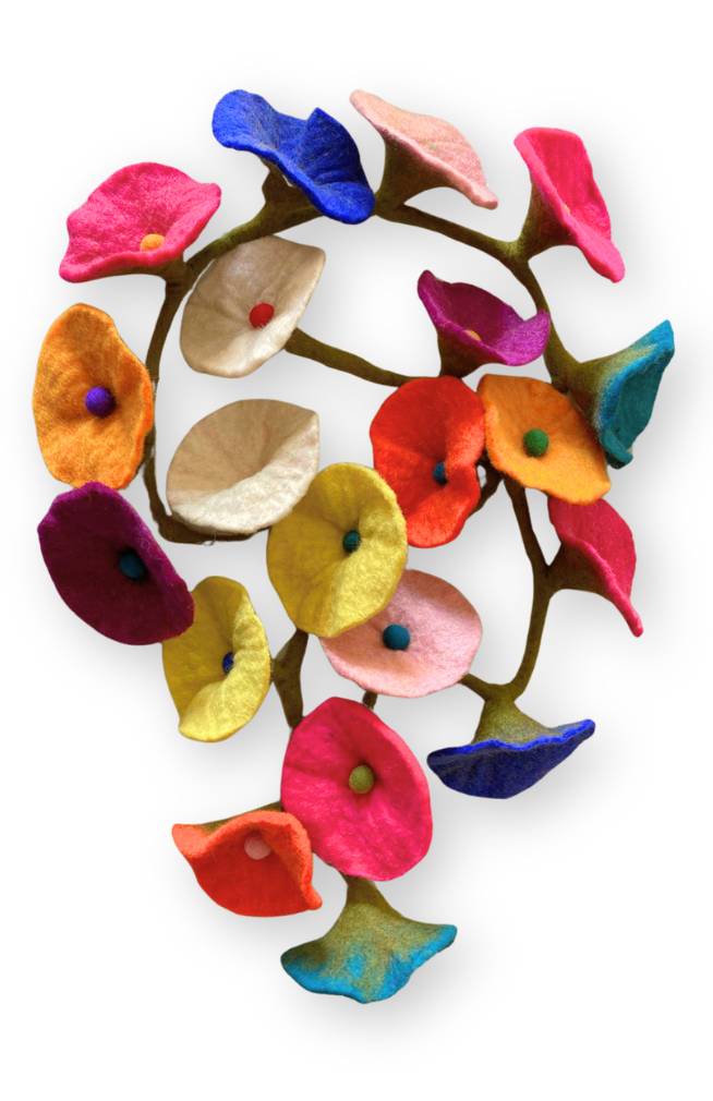 felt flower garland fair trade Nepal