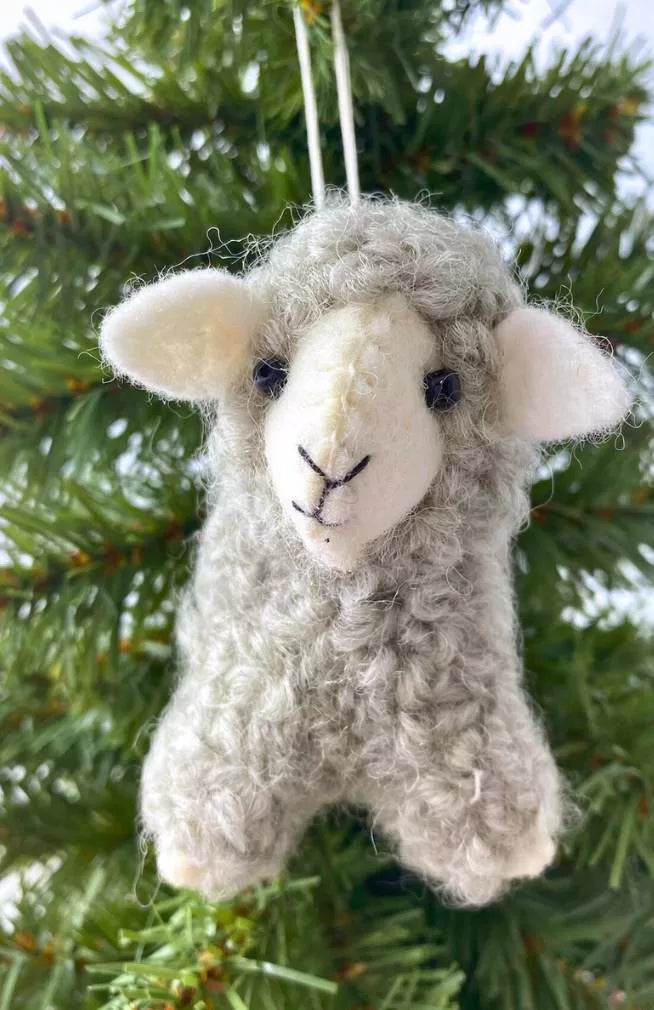 felt sheep ornament fair trade Nepal