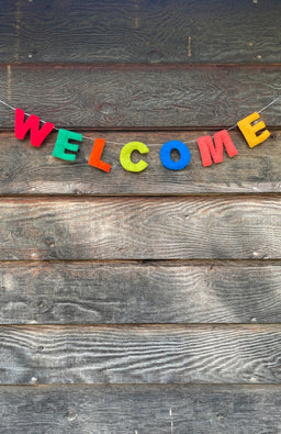 Colorful Felt "Welcome" Garland, handmade in Nepal.