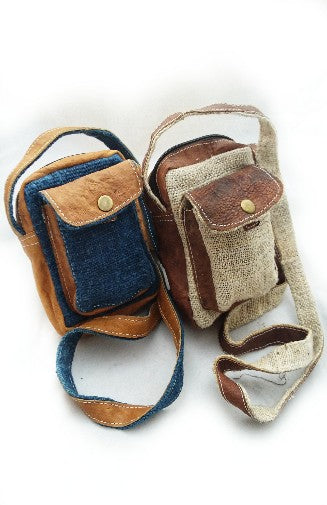 hemp leather camera bag fair trade nepal