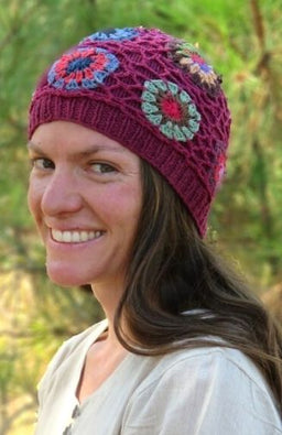cotton knit hat fair trade nepal embroidered