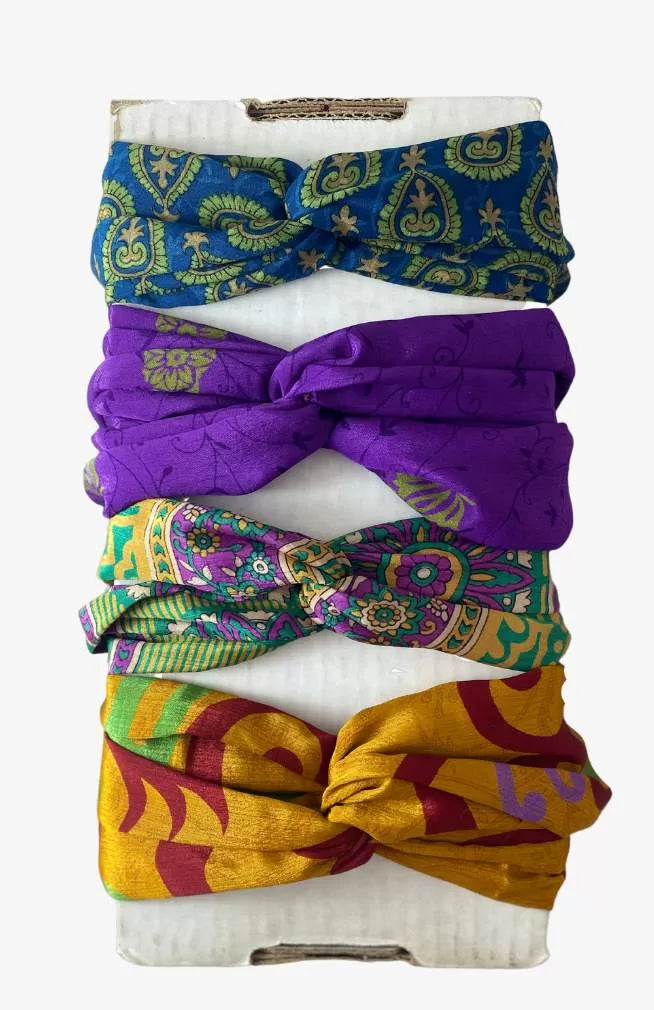 Vintage Sari Headband w/ Double Wrapped Loop