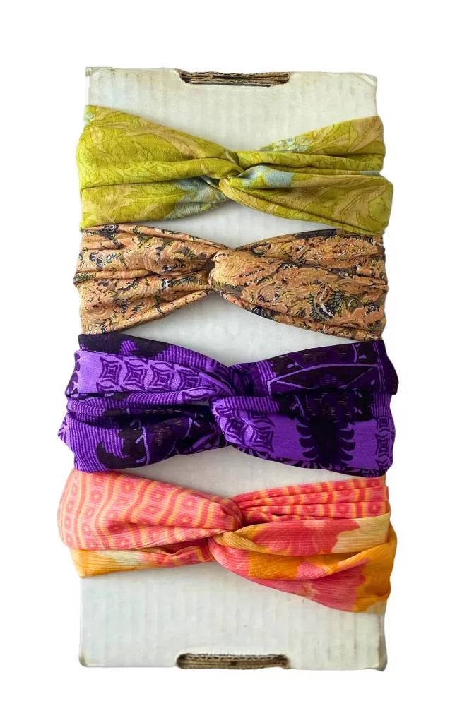 Vintage Sari Headband w/ Double Wrapped Loop