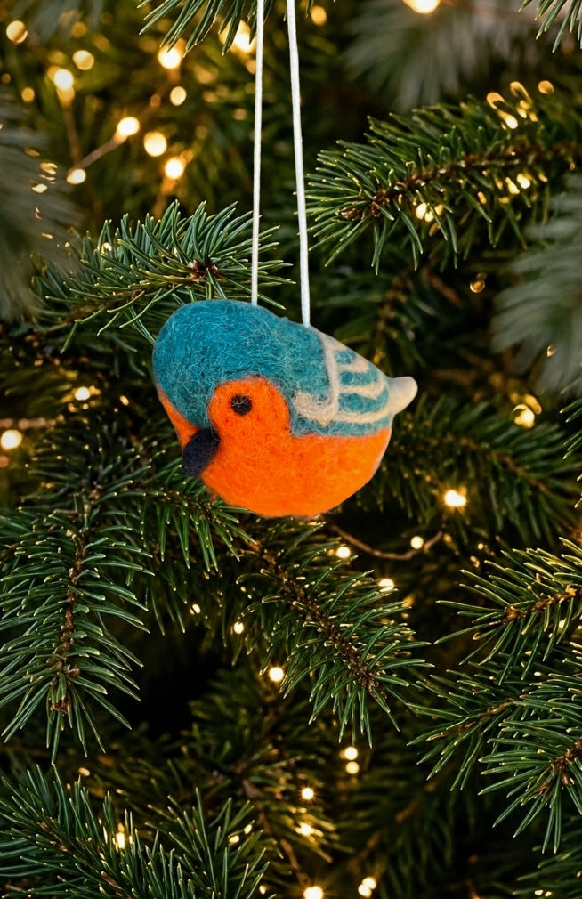 felt bird ornament fair trade nepal
