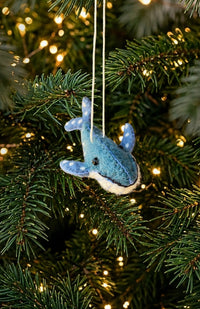 felt whale ornament fair trade nepal