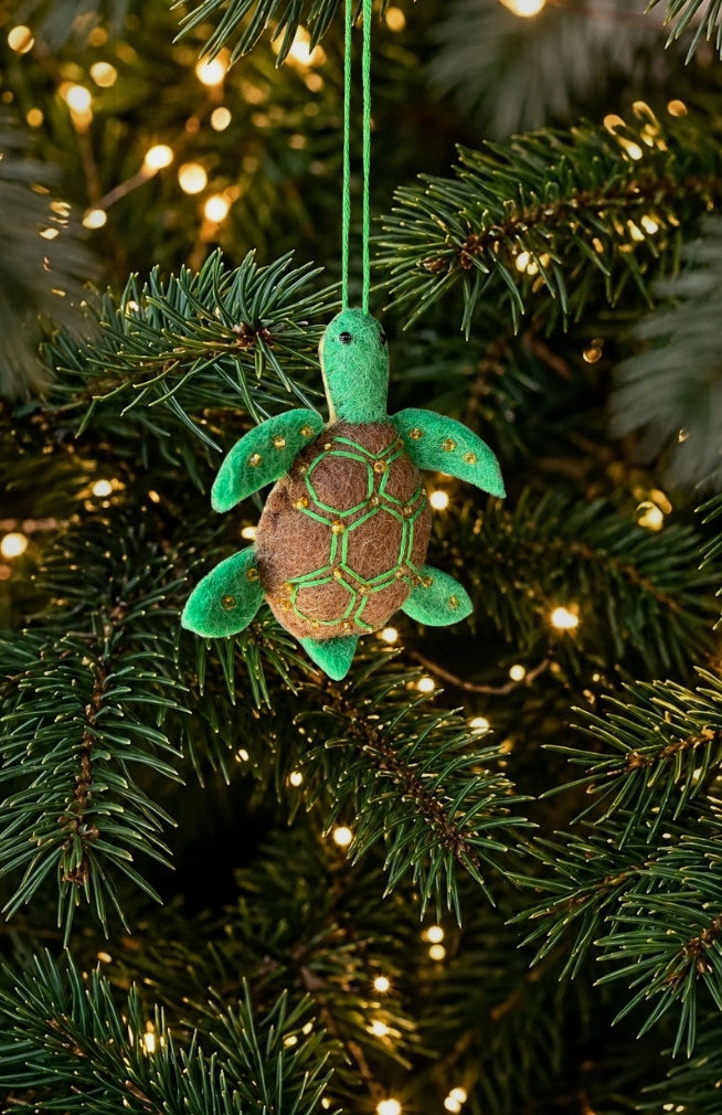 felt turtle ornament fair trade nepal