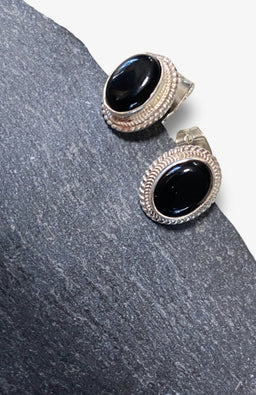Handmade Sterling Silver Studs with Gemstone, Handmade in Nepal