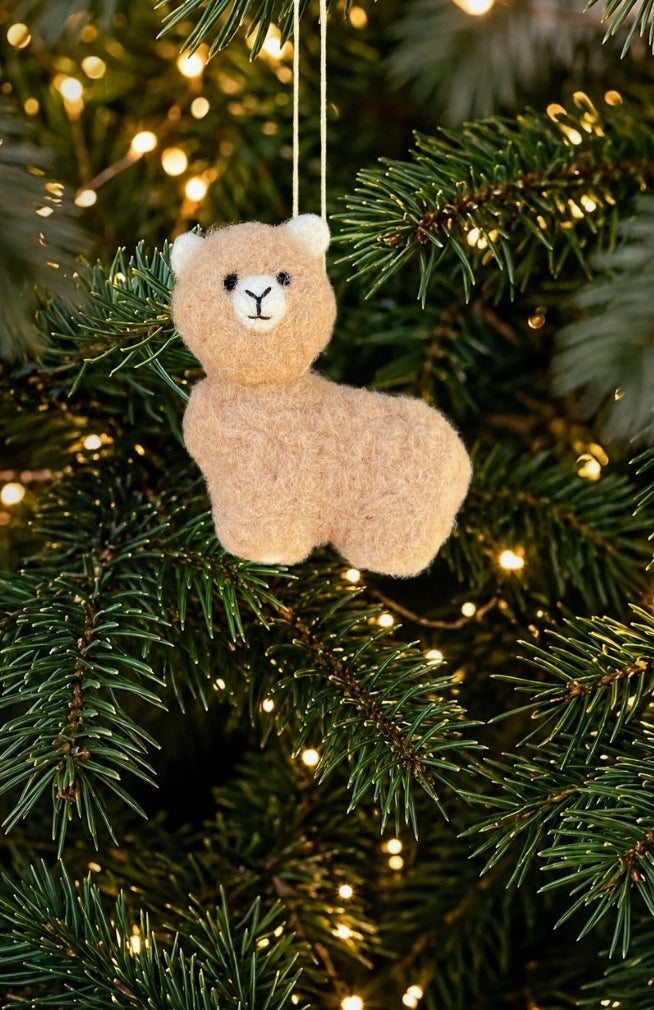 Felt alpaca ornament fair trade Nepal