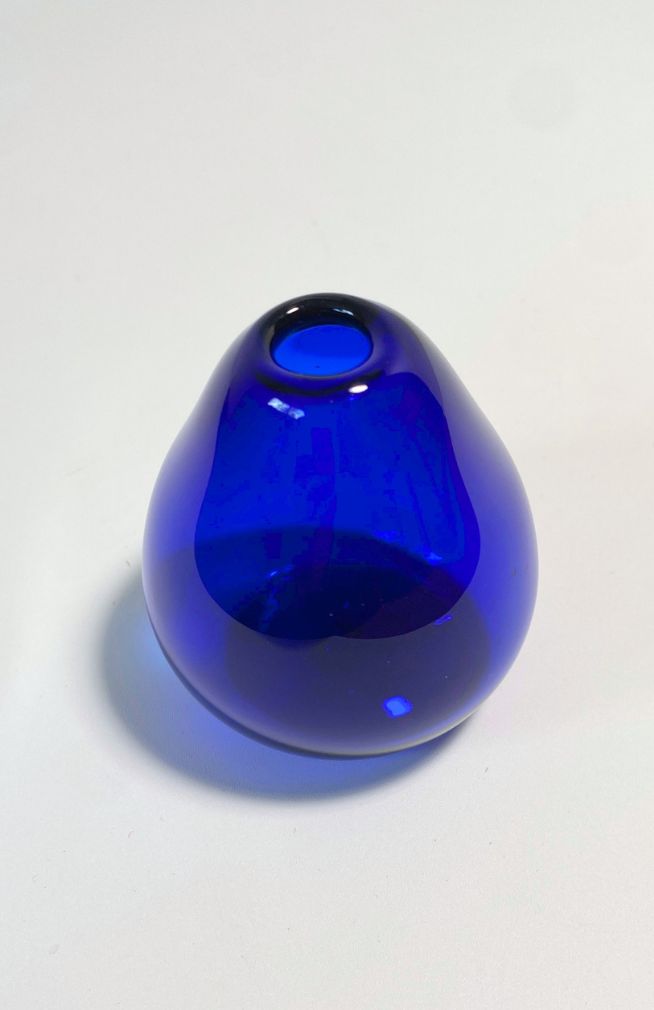 Blue glass bud vase