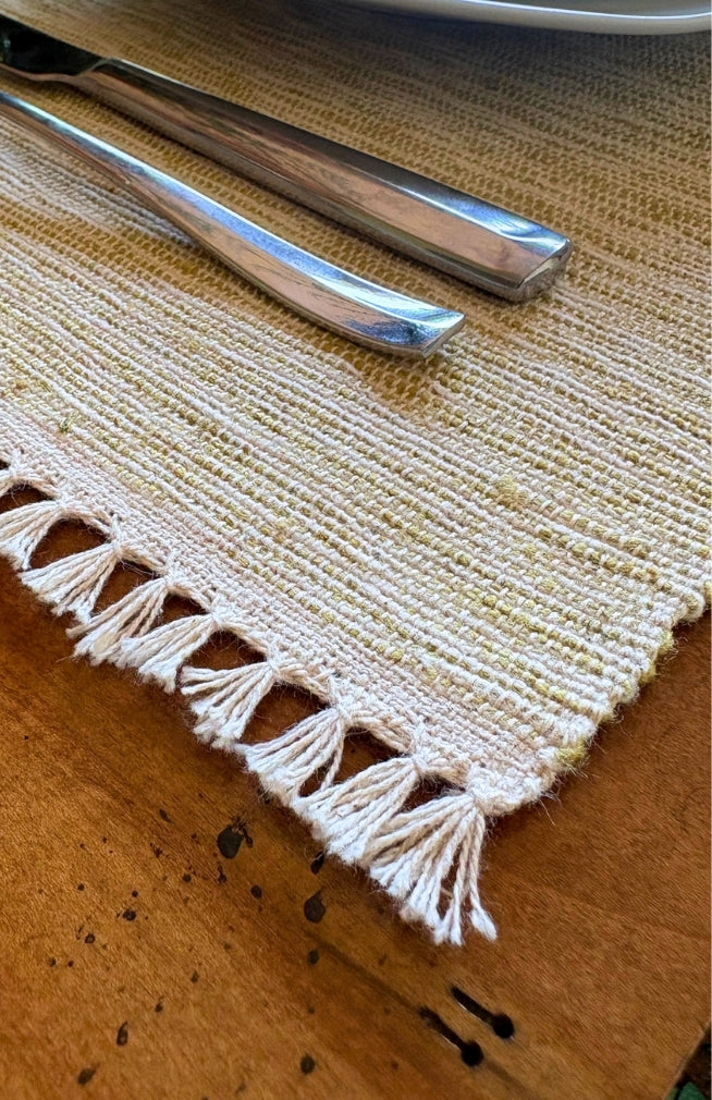 Handwoven Textured Cotton Placemat Handmade in Nepal, available in assorted colors.