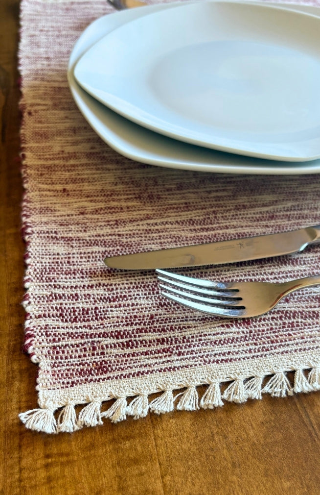 Handwoven Textured Cotton Placemat Handmade in Nepal, available in assorted colors.
