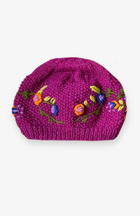 Handmade Wool Knit Embroidered Beanie Hat, Fleece Lined. Fair Trade, Handmade by artisans in Nepal.