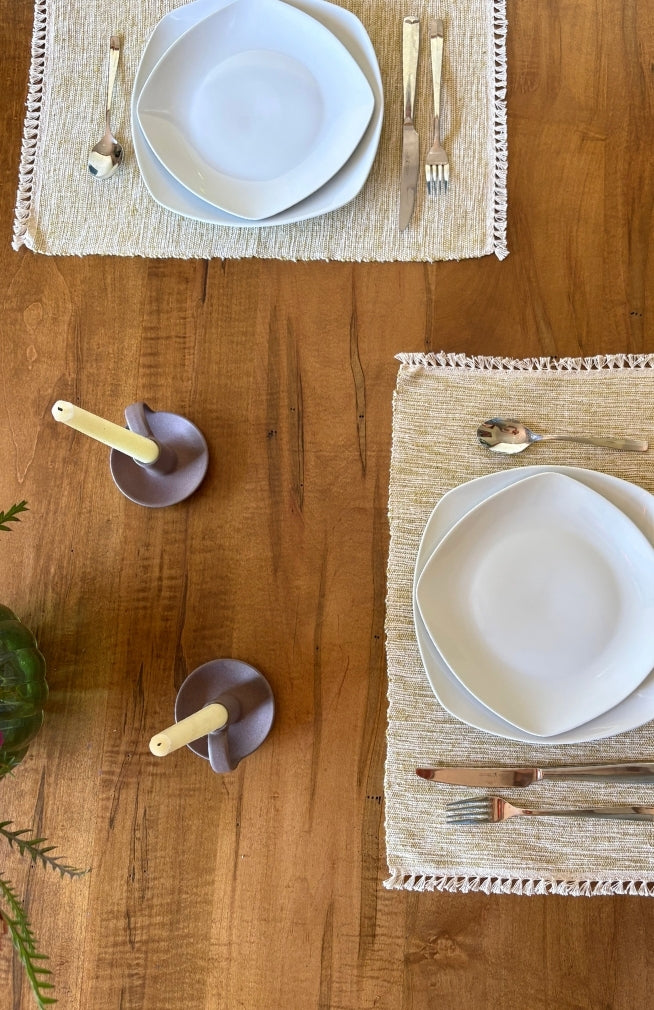 Handwoven Textured Cotton Placemat Handmade in Nepal, available in assorted colors.