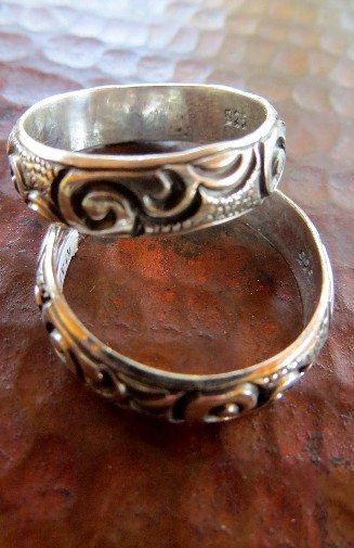 Hand Carved Sterling Silver Band Ring