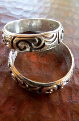 Hand Carved Sterling Silver Band Ring