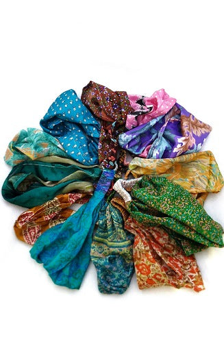 recycled silk headband fair trade nepal