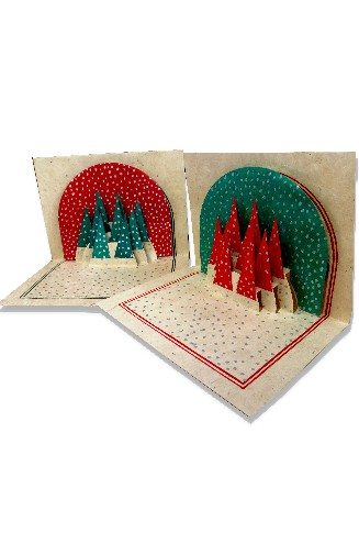 Christmas Forest Snowfall Popup Card Set, Tree-Free