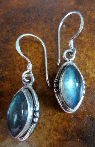 Handcrafted Sterling Silver Marquis Gemstone Earrings
