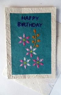 Handcrafted Lokta Paper Card w Embroidery, Assorted Designs