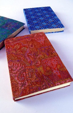 Handcrafted Hardcover Lokta Paper Journal, Sari Fabric Cover