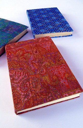 Handcrafted Hardcover Lokta Paper Journal, Sari Fabric Cover