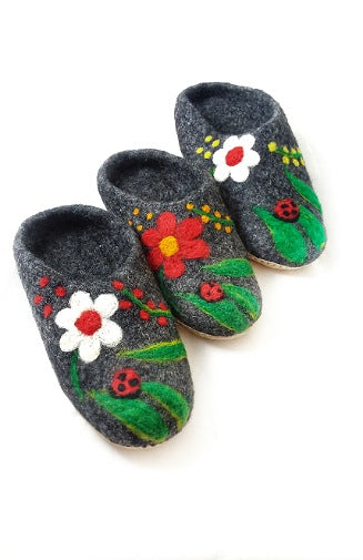 felt slipper ladybug flower fair trade nepal