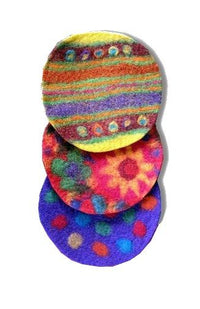felt trivet round fair trade nepal