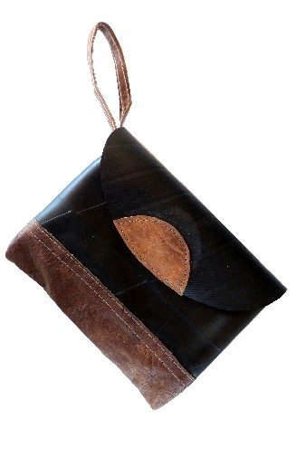 recycled tire rubber clutch purse bag fair trade nepal