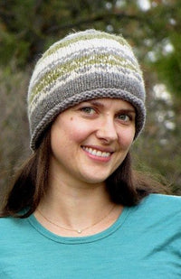 Handmade Hemp + Wool Knit Roll Hat, Fleece Lined, Fair Trade