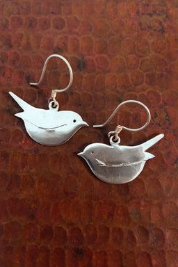 Handcrafted Sterling Silver Bird Dangle Earrings