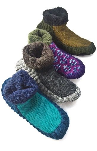 wool knit fleece lined slipper fair trade nepal men's women's