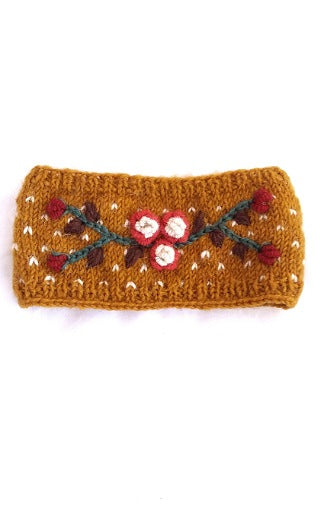 wool knit headband embroidered fair trade nepal