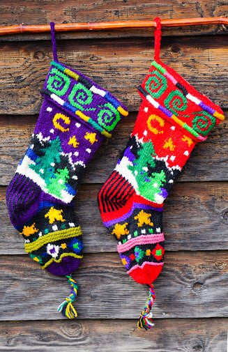 wool knit christmas stocking fair trade nepal