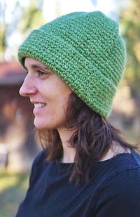 Hand Made Hemp & Wool Blend Knit Fold Hat, Fleece Lined