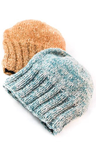 Hand Made Hemp + Wool Blend Knit Slouch Hat, Fleece Lined