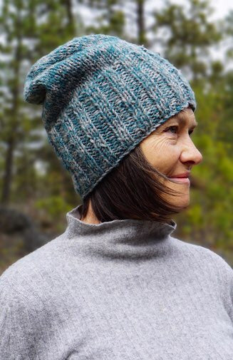 Hand Made Hemp + Wool Blend Knit Slouch Hat, Fleece Lined
