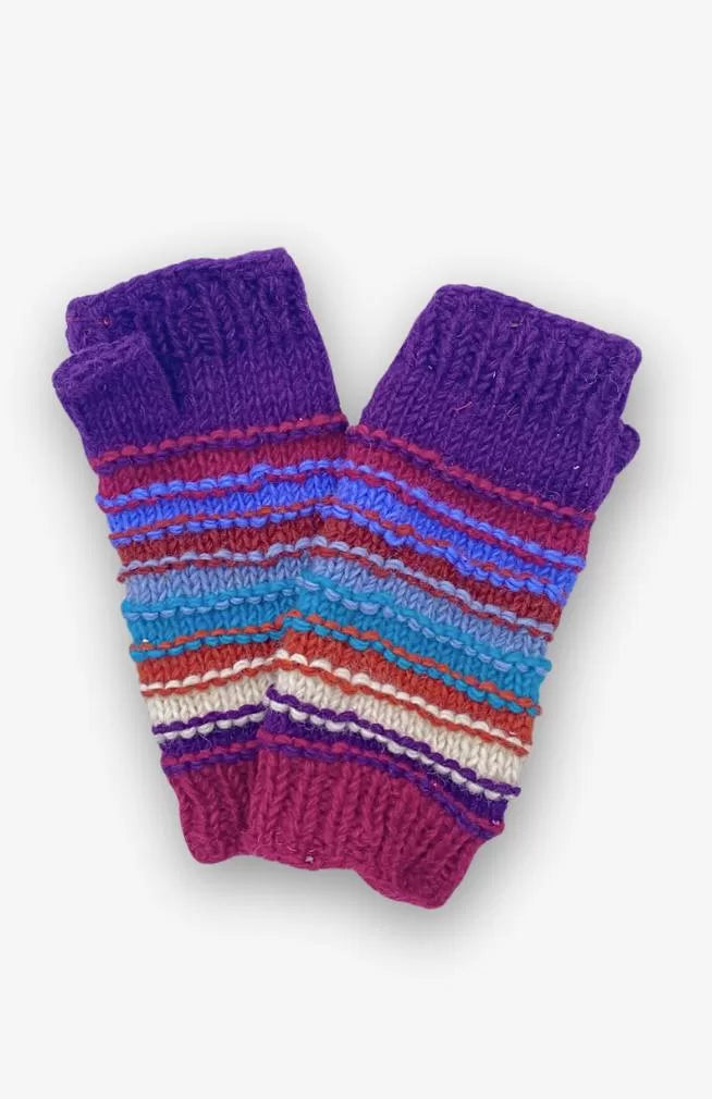 wool knit fingerless glove fair trade Nepal