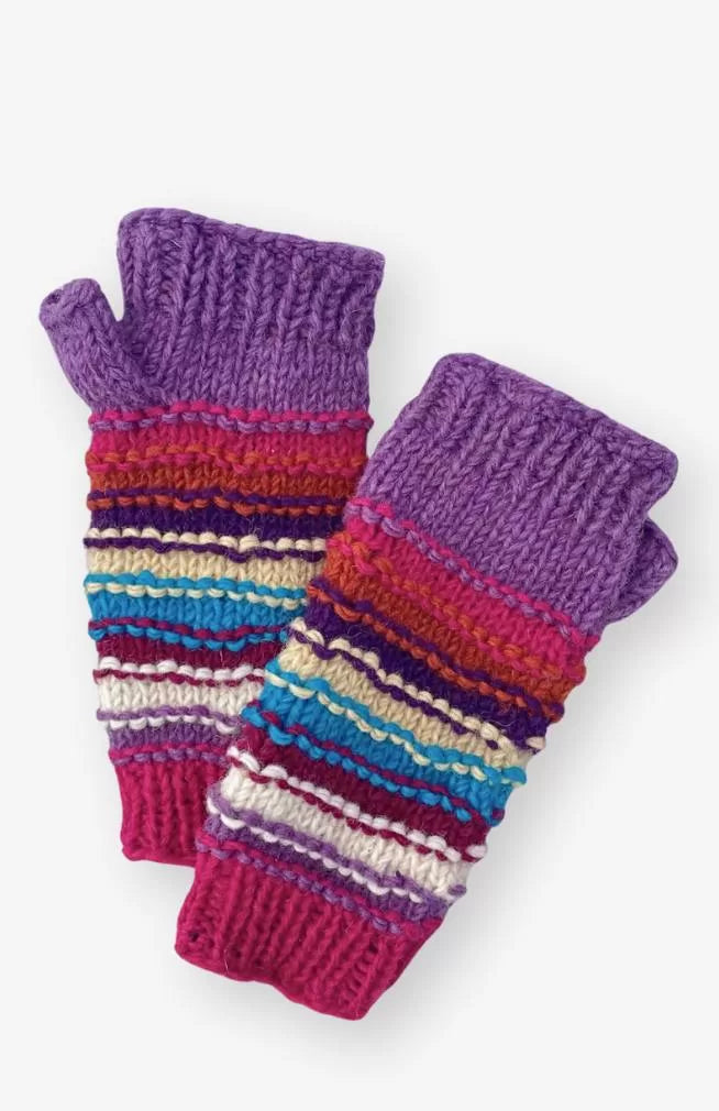 wool knit fingerless glove fair trade Nepal