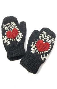 Hand Made Wool Knit Hat w/Heart Design, Fleece Lined