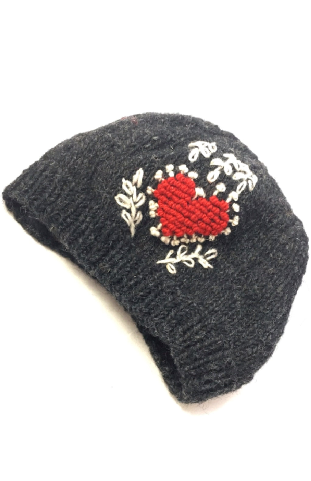 Embroidered Heart Knit Hand Warmer, Fleece Lined
