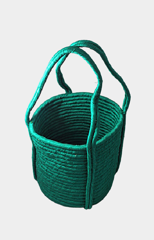 recycled silk coil wrapped market basket fair trade nepal