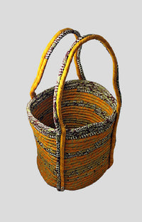 recycled silk coil wrapped market basket fair trade nepal