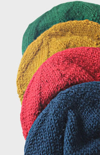 Handcrafted Wool Knit Hat w/Mushroom Design, Fleece Lined