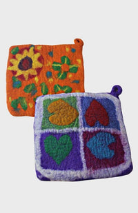 wool felt potholder fair trade nepal