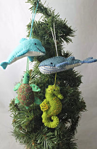 felt ornament whale dolphin turtle seahorse fair trade nepal