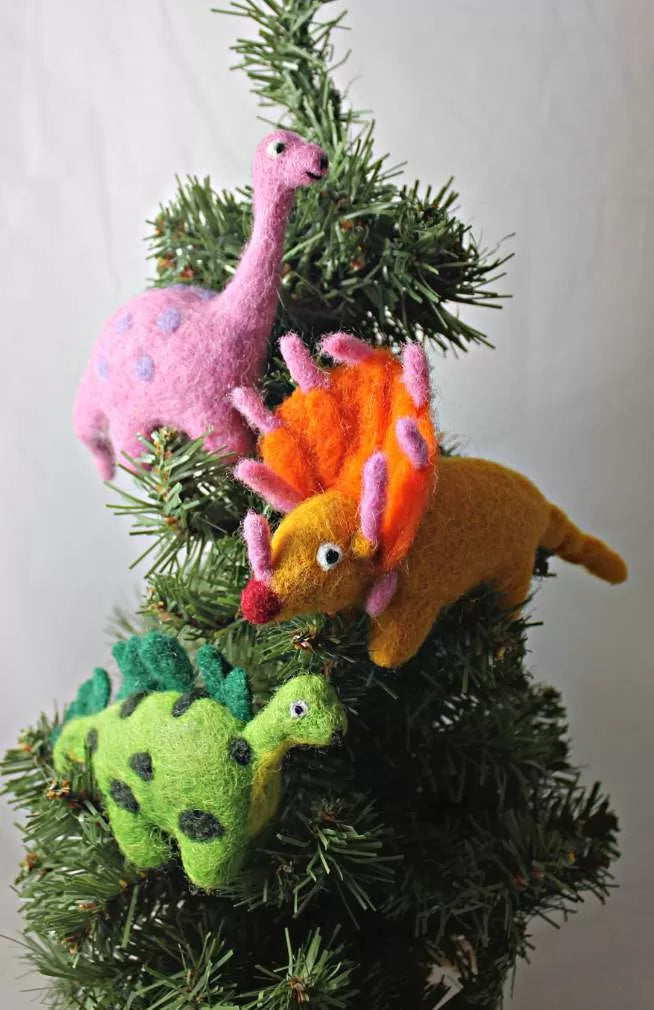 felt dinosaur ornament fair trade nepal