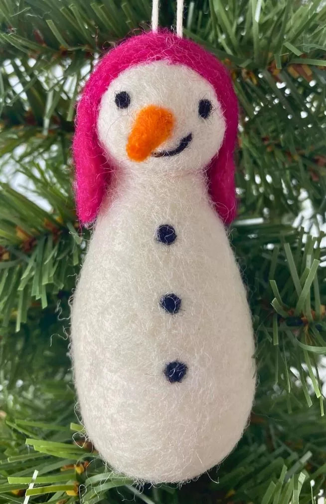 felt snowman ornament fair trade Nepal