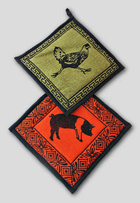 cotton block print potholder fair trade nepal